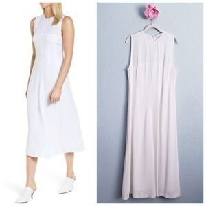 Lewit White Sleeveless Corset Detail Midi Dress